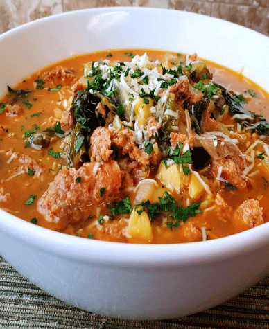 Hot Sausage with Potato & Escarole Soup