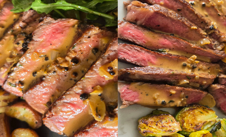 Strip Steak or Ribeye au Poivre