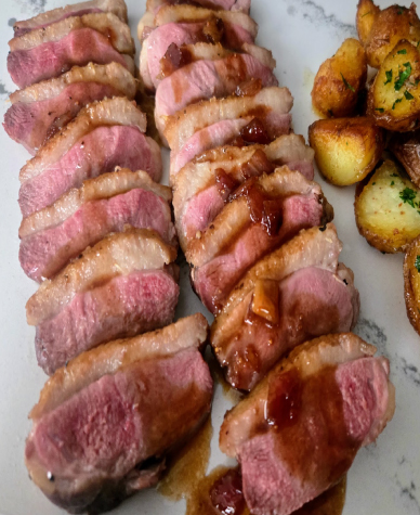 Roasted Duck Breasts with Balsamic Fig Glaze (and Duck Fat Roasted Potatoes!)