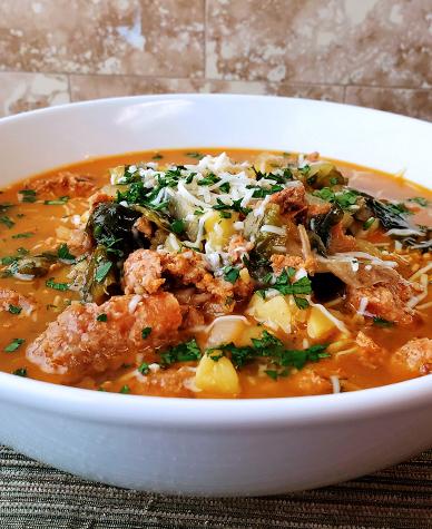 Hot Sausage with Potato and Escarole Soup