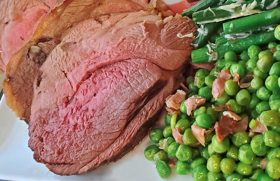 Roasted Boneless Leg of Lamb with Spring Peas