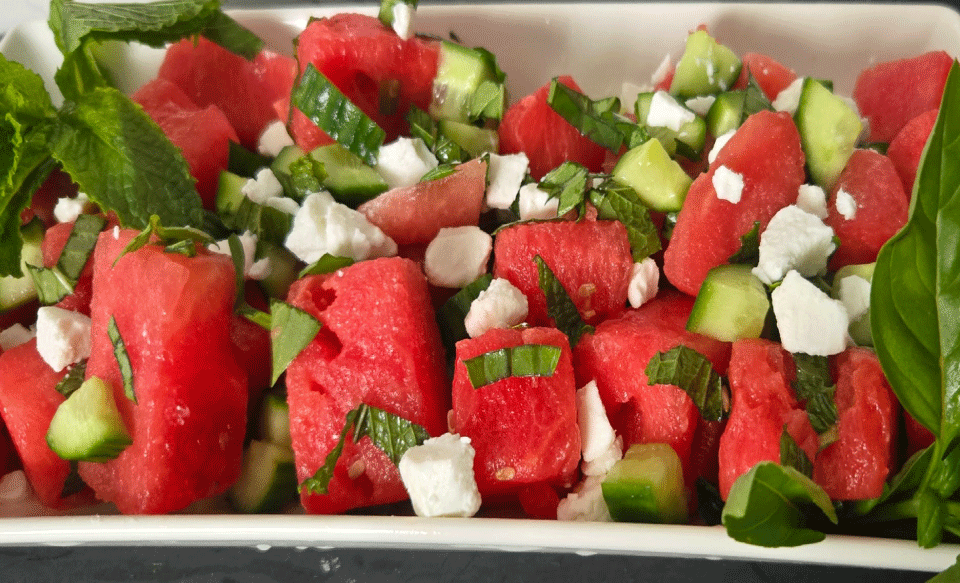 Watermelon Salad With Honey Lime Dressing