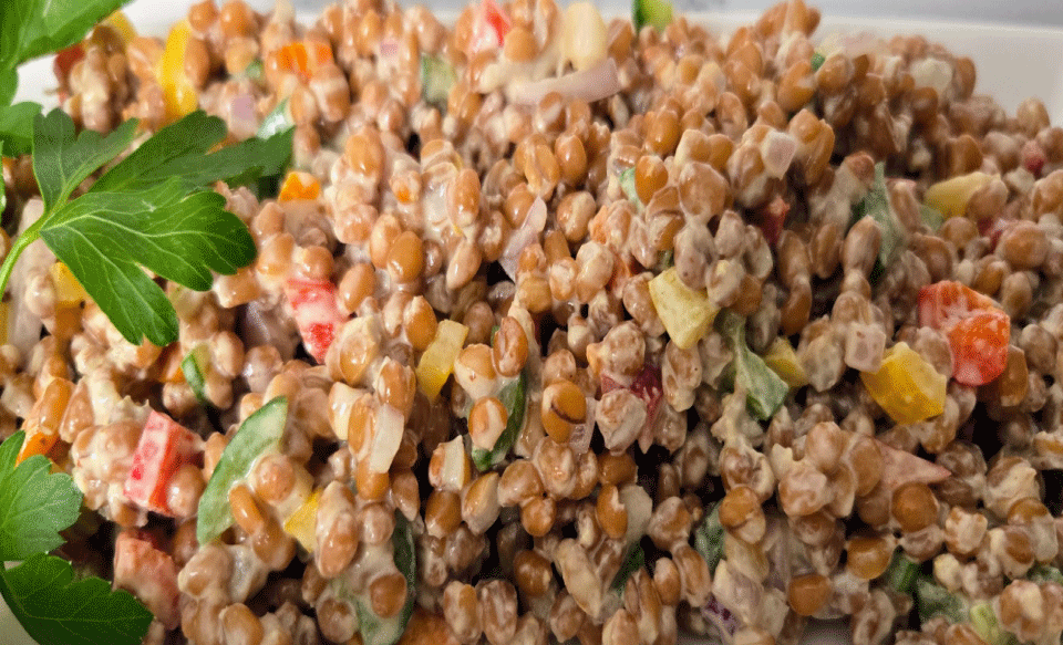Red Wheat Berry Salad With Tahini Dressing