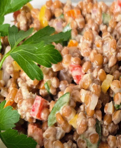Red Wheat Berry Salad With Tahini Dressing